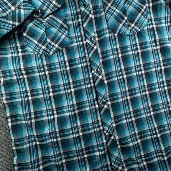 Kuhl Mens Short Sleeve Pearl Snap Up Shirt Plaid Blue Gray Eluxur Small Western - Picture 8 of 11